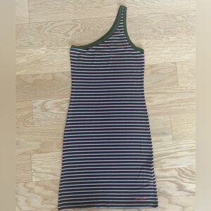 Calvin Klein Jeans Striped One-Shoulder Dress